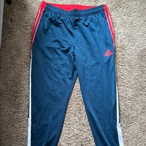 Adidas Blue and Red Sweatpants with Elastic Waistband
